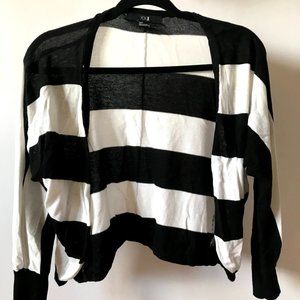 Forever 21 Black and White Horizontal Striped Cardigan